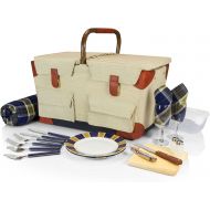 Picnic Time Pioneer Original Design Picnic Basket with Deluxe Service for Two, Tan/Navy