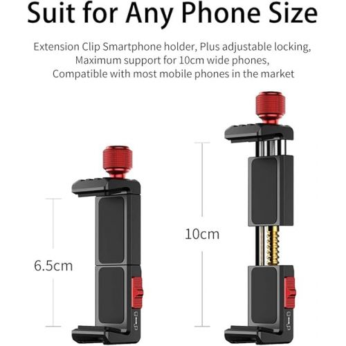  ULANZI ST-14 Smartphone Tripod Mount Adapter Aluminum with Cold Shoe, 360° Cell Phone Stand Holder Clamp for iPhone 13 12 11 Max Pro iPhone X XR Xs 6 7 Plus