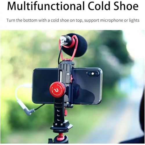  ULANZI ST-14 Smartphone Tripod Mount Adapter Aluminum with Cold Shoe, 360° Cell Phone Stand Holder Clamp for iPhone 13 12 11 Max Pro iPhone X XR Xs 6 7 Plus