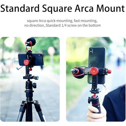  ULANZI ST-14 Smartphone Tripod Mount Adapter Aluminum with Cold Shoe, 360° Cell Phone Stand Holder Clamp for iPhone 13 12 11 Max Pro iPhone X XR Xs 6 7 Plus