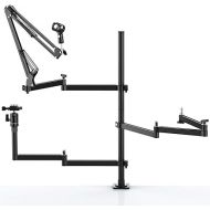 Live Broadcast Boom Arm, ULANZI Flexible Desk Mount Camera Arm Clamp Webcam Stand, Microphone Boom Arm for Blue Yeti Snowball Yeti Nano, Webcam, Camera, LED Light, Voice Recording, Podcasting