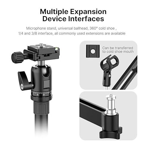  Live Broadcast Boom Arm, ULANZI Flexible Desk Mount Camera Arm Clamp Webcam Stand, Microphone Boom Arm for Blue Yeti Snowball Yeti Nano, Webcam, Camera, LED Light, Voice Recording, Podcasting