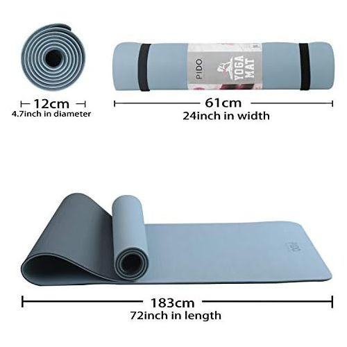  [아마존베스트]Pido Yoga Mat, Lightweight Travel Yoga Mat, Non-Slip Fitness Mat, Pilates and Gymnastics Stretch Mat, 183 x 61 x 0.6 cm