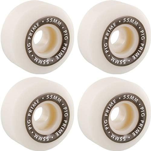  PIG Wheels Prime Urethane White Skateboard Wheels - 55mm 103a (Set of 4)