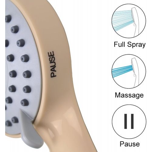  PIH High Pressure RV Handheld Shower Head Unit with Powerful Shower Spray w/Pause Setting, Multi-Functions, Bathroom Accessories w/ 59 Hose, Bracket, Hose Clock