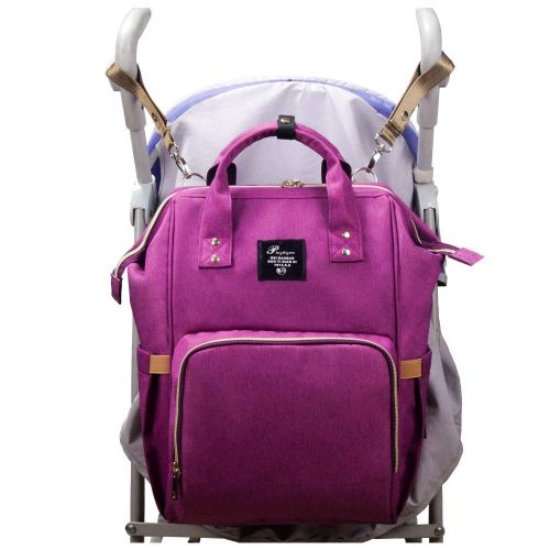  PIN ZHI ZAN Diaper Bag Backpack,Large Capacity Baby Bag Multi-Function Travel Backpack Nappy Bags, Baby Diaper Backpack with Insulated Pockets Changing Pad & Stroller Clips Include