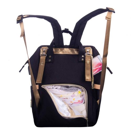  PIN ZHI ZAN Diaper Bag Backpack, Baby Nappy Changing Bags Multifunction Waterproof Travel BackPack with Insulated Pockets Stroller Straps and Built-in USB Charging Port,