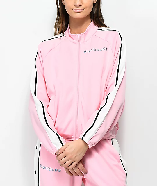 PINK DOLPHIN Pink Dolphin Waves Club Pink Zip Up Track Jacket