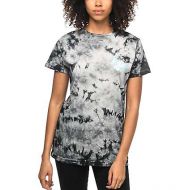 PINK DOLPHIN Pink Dolphin Floral Script Black Tie Dye T-Shirt