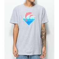 PINK DOLPHIN Pink Dolphin Wave Puff Print Grey T-Shirt