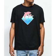 PINK DOLPHIN Pink Dolphin Wave Puff Print Black T-Shirt
