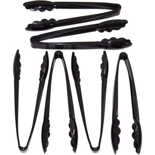  [아마존베스트]JA Kitchens 6 Heavy Duty Black Serving Tongs - 9 Inch Plastic Disposable Tongs (Оne Расk)