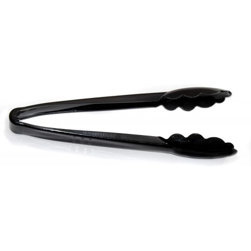  [아마존베스트]JA Kitchens 6 Heavy Duty Black Serving Tongs - 9 Inch Plastic Disposable Tongs (Оne Расk)