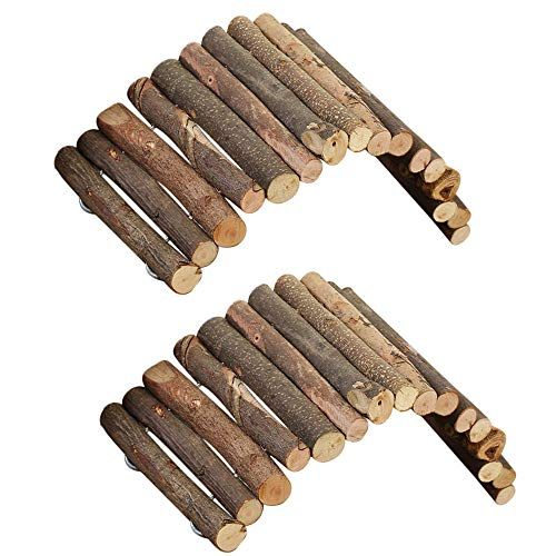  PIVBY Hamster Bridge Wooden Mouse Ladder Natural Rat Chew Rodents Toys for Chinchillas Guinea Pigs Hamster Mouse Rat Small Animal (2Pack)