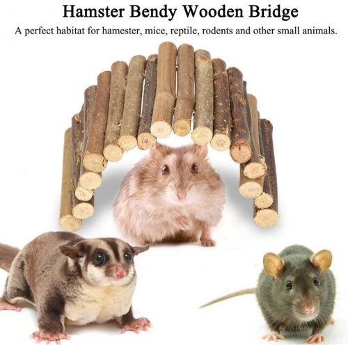  PIVBY Hamster Bridge Wooden Mouse Ladder Natural Rat Chew Rodents Toys for Chinchillas Guinea Pigs Hamster Mouse Rat Small Animal (2Pack)