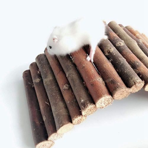  PIVBY Hamster Bridge Wooden Mouse Ladder Natural Rat Chew Rodents Toys for Chinchillas Guinea Pigs Hamster Mouse Rat Small Animal (2Pack)