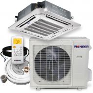 PIONEER Air Conditioner Pioneer Ceiling Cassette Split Ductless Inverter+ Heat Pump System Set, 36000 BTU