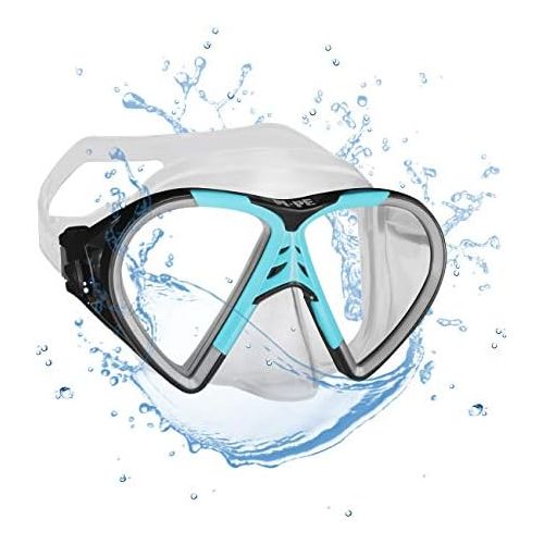  PI-PE Profi Schnorchelset mit Taucherbrille und Dry Schnorchel fuer Erwachsene - Schwarze Tauchmaske mit Snorkel fuer Damen und Herren - Anti Fog Glas Schnorchelmaske Taucherset