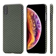 PITAKA Slim Case Compatible with iPhone Xs Max 6.5, MagCase Aramid Fiber [Real Body Armor Material] Phone Case,Minimalist Strongest Durable Snugly Fit Snap-on Case - Black/Yellow