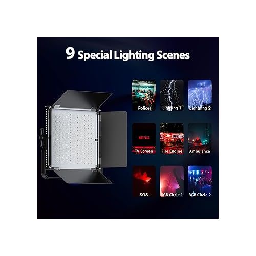  Pixel K80 Photography Lighting with APP Control, 2600K-10000K CRI 97+ RGB Led Video Light Panel, 9 Applicable Scenes Lighting for Studio/Gaming/Streaming/YouTube/Videography/Film/Video Recording