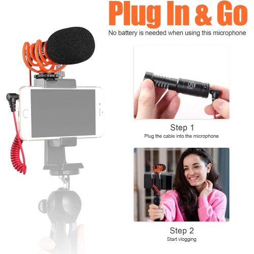  Pixel M80 Video Microphone with Shock Mount, Deadcat Windscreen and Audio Cables, Compatible with DSLR, Camcorder, iPhone, Android Smartphone, Suitable for Vlogging, Videography, L