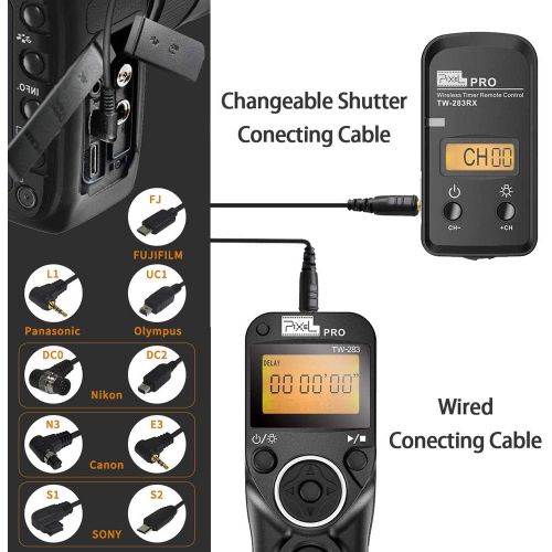  Wireless Shutter Release Compatible for Nikon, PIXEL 2.4G Remote Shutter Release Cable Wireless Timer Remote Control DC0/DC2 Compatible for Nikon D850 D750 D610 D5300 D3300 D7500 D