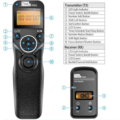  Wireless Remote Shutter for Nikon, Pixel TW-283 DC2 Wireless Shutter Release Cable Timer Remote Control for Nikon Z6 Z7 D7500 D3300 D5000 D5500 D5600 D7200 D7000 D610 D600 D750