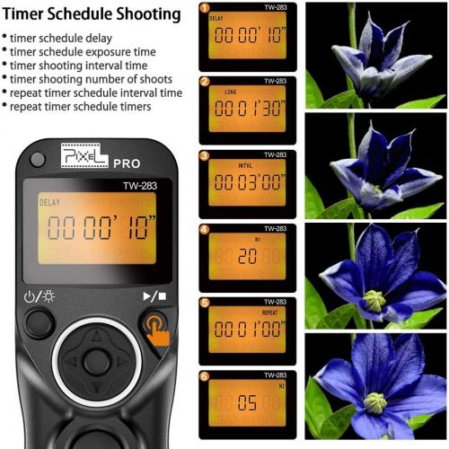  Remote Shutter Release Compatible for Nikon, Wireless Shutter Release Timer Remote Control Pixel TW-283 DC0/DC2 Compatible for Nikon D5200 D5300 D7100 D850 D800 D750 D610