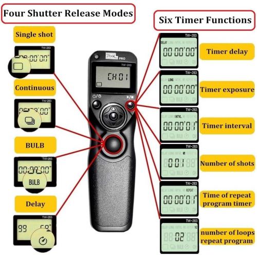  Pixel Remote Timer TW283-L1 Timer Shutter Release Remote Release for Panasonic S5 S1 G95 G91 G90 G9 G10 G70 GH3 GH4 GH5 GH6 GX7 G85 G81 FZ50K FZ100 FZ200 FZ1000 FZ10002 FZ2500 FZ20