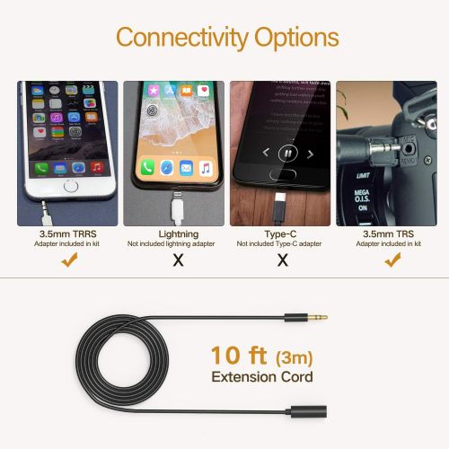  Pixel Camera Video Microphone with 10ft Extension Cable, Professional Smartphone Shotgun Mic for iPhone, Nikon, Canon, Sony DSLR, Interview Videomicro Perfect for Recording YouTube
