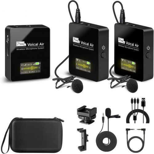  [아마존베스트]Pixel UHF Wireless Lavalier Microphone System with 1 Receiver, 2 Transmitters, and 2 Lapel Microphones Compatible with Camera,Smartphones,DSLR,and Video Cameras,Mobile Devices YouT