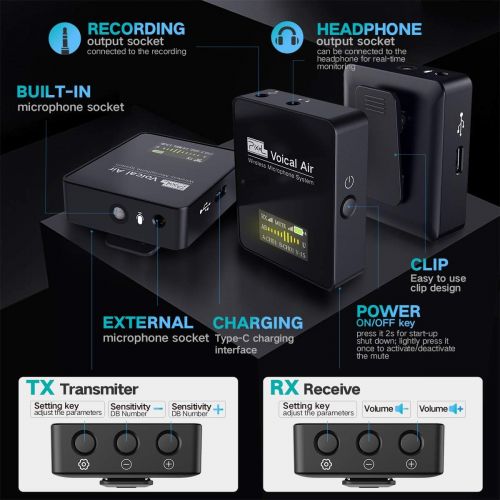  [아마존베스트]Pixel UHF Wireless Lavalier Microphone System with 1 Receiver, 2 Transmitters, and 2 Lapel Microphones Compatible with Camera,Smartphones,DSLR,and Video Cameras,Mobile Devices YouT