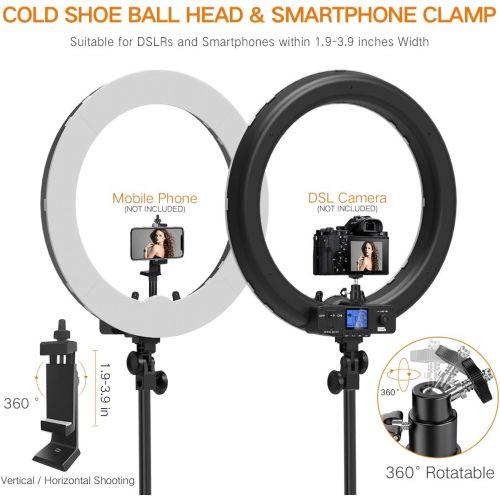  [아마존베스트]Ring Light, Pixel 19 Bi-Color LCD Display Ring Light with Stand, 55W 3000-5800K CRI≥97 Light Ring for Vlogging Selfie-Portrait Live Stream Video Photography Shooting