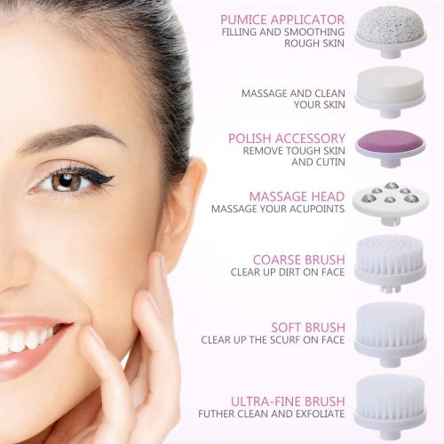  [아마존 핫딜]  [아마존핫딜]Facial Cleansing Brush [Newest 2019], PIXNOR Waterproof Face Spin Brush with 7 Brush Heads for Deep...