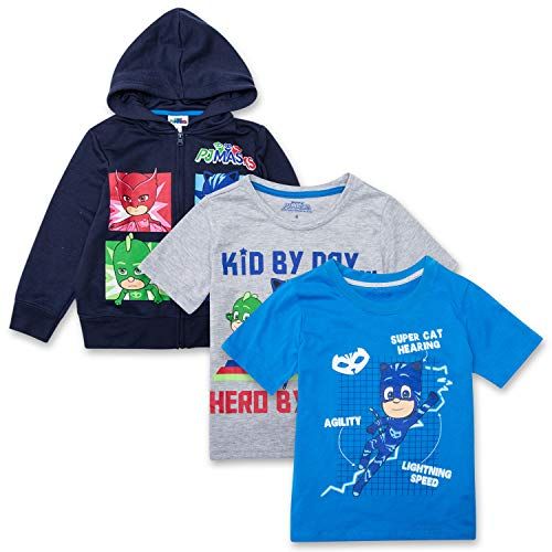  할로윈 용품PJ Masks Hoodie Combo Set - 1 Hoodie & 2 T-Shirts Featuring Catboy, Gekko & Owlette