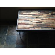 PLANK&NAIL 25% OFF SALE - 48x20 Barn wood Coffee Table - Industrial Furniture - Modern Reclaimed Barn Wood in a Beautiful Mosaic Pattern. Rustic Reclaimed Salvage Wood and Vintage Steel Legs