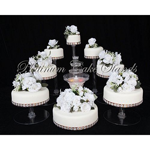  PLATINUMCAKESTAND 8 Tier Cascade Wedding Cake Stand with Fountain Set (STYLE R801)