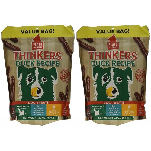  PLATO Dog Treats -Thinkers Natural Duck Sticks- 22 oz (2 Pack)