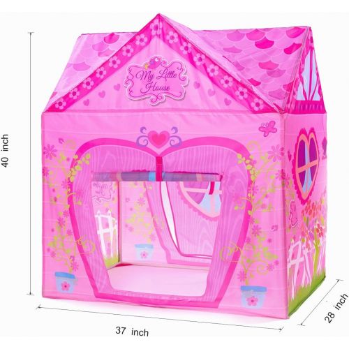  [아마존베스트]Kids Tent Princess Pink Flower Play Tent for Indoor and Outdoor Fun,Roomy Enough for 2-3 Little Girls Play Together