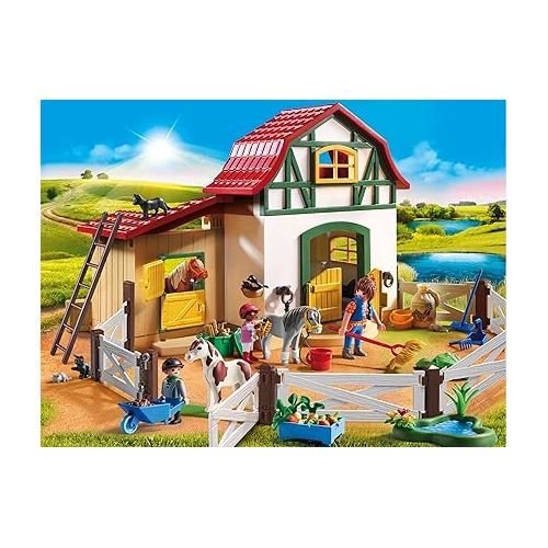 플레이모빌 Playmobil 6927 Country Pony Farm with 2 Pony Stalls and Storage Loft