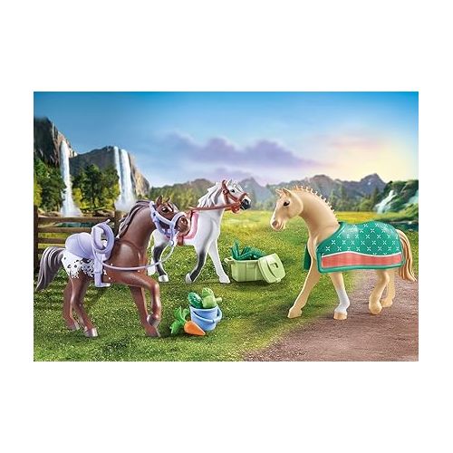 플레이모빌 Playmobil Horses of Waterfall: Three Horses with Saddles