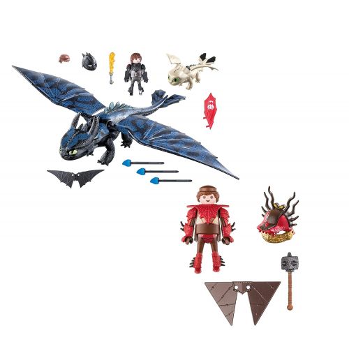 플레이모빌 Playmobil Snotlout with Flight Suit and Hiccup and Toothless with Baby Dragon