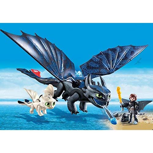 플레이모빌 Playmobil Fishlegs with Flight Suit and Hiccup and Toothless with Baby Dragon