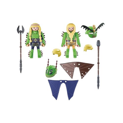 플레이모빌 Playmobil Ruffnut and Tuffnut with Flight Suit and Light Fury with Baby Dragon and Children