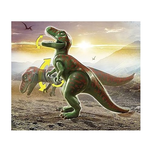 플레이모빌 Playmobil 71183 Dinos T-Rex Attack with Raptor and Quad, Toy for Children Ages 4+