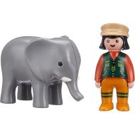 Playmobil 9381 1.2.3 Zookeeper with Elephant, Fun Imaginative Role-Play, PlaySets Suitable for Children Ages 4+
