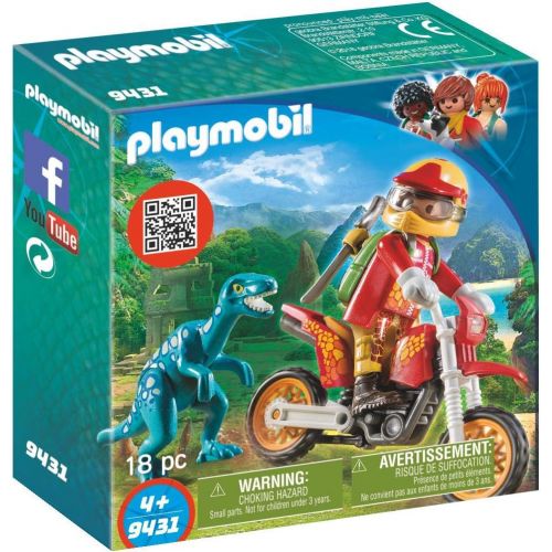 플레이모빌 PLAYMOBIL Motocross Bike with Raptor Building Set