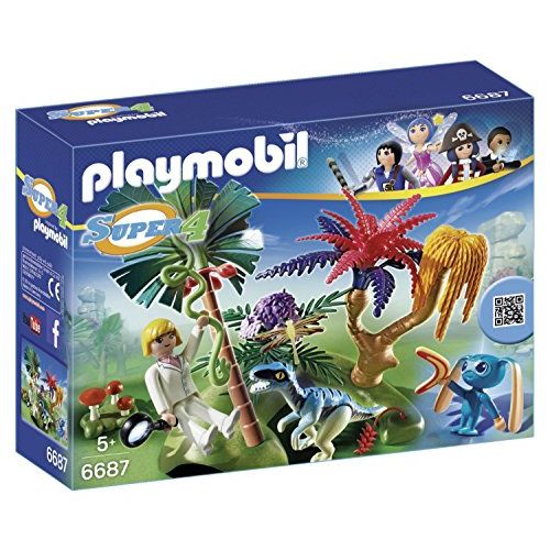 플레이모빌 PLAYMOBIL Super 4 Lost Island with Alien and Raptor Building Kit