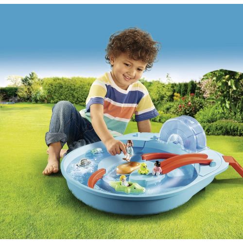 플레이모빌 PLAYMOBIL 1 2 3 Aqua Splish Splash Water Park Playset 70267