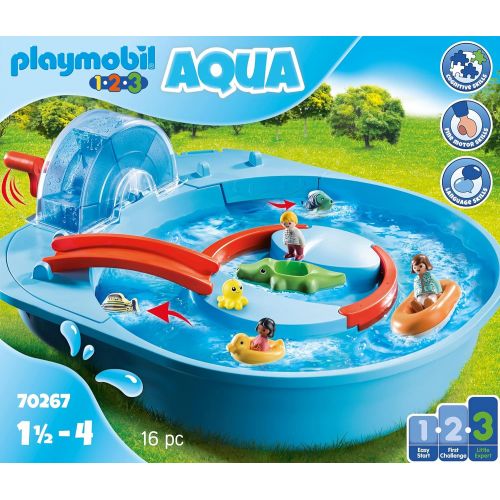 플레이모빌 PLAYMOBIL 1 2 3 Aqua Splish Splash Water Park Playset 70267